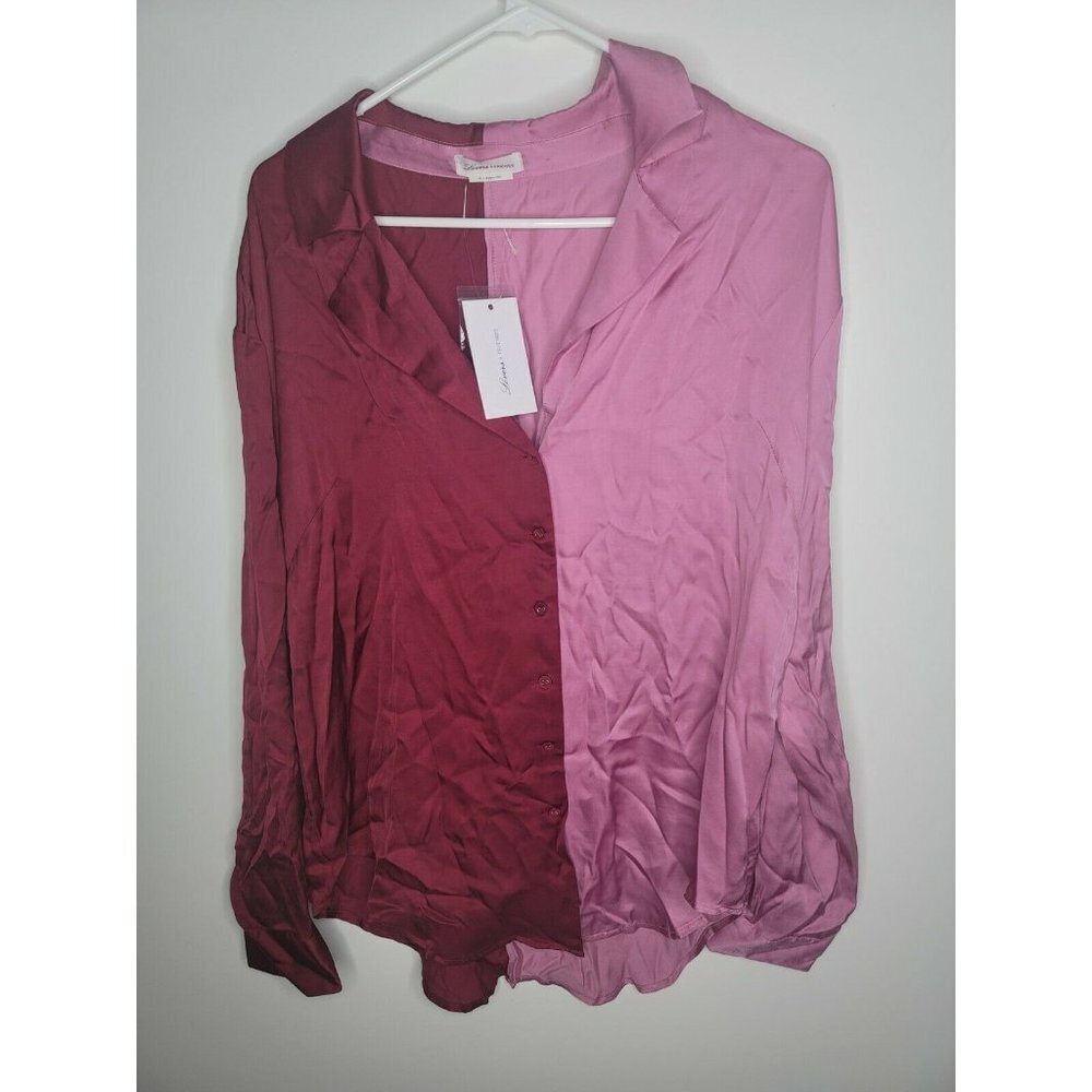NWT Lovers + Friends Pajama Shirt in Pink & Plum Red SZ M